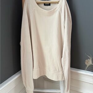Monrow Cream reverse teddy Crewneck Sweatshirt